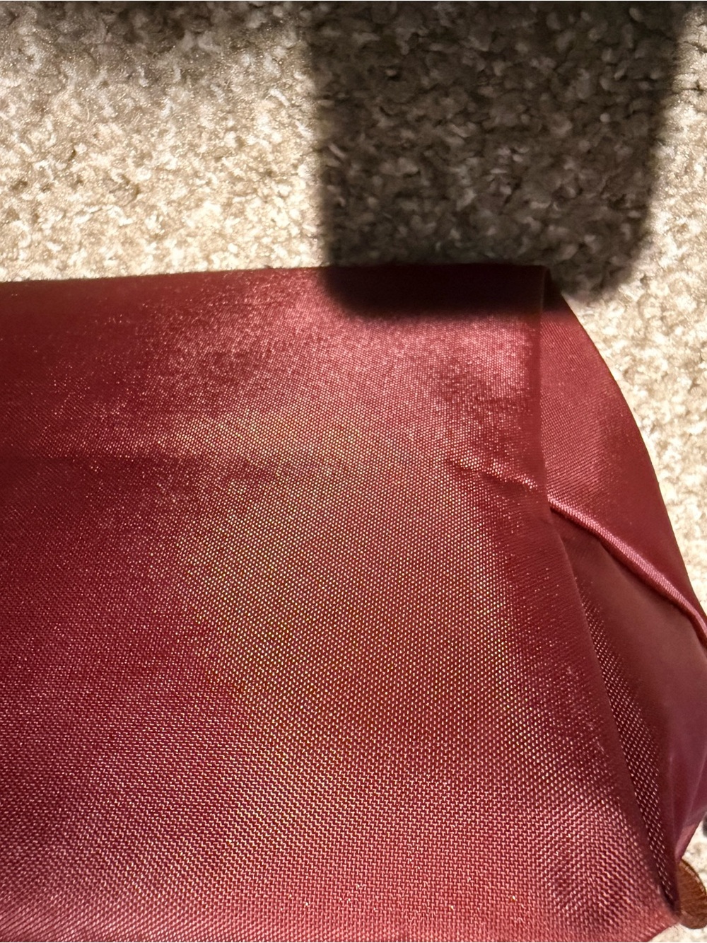Longchamp Tote Bag in Burgundy with Brown Trim - Picture 2 of 3